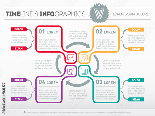 Web Template for circle diagram or presentation with icons and d