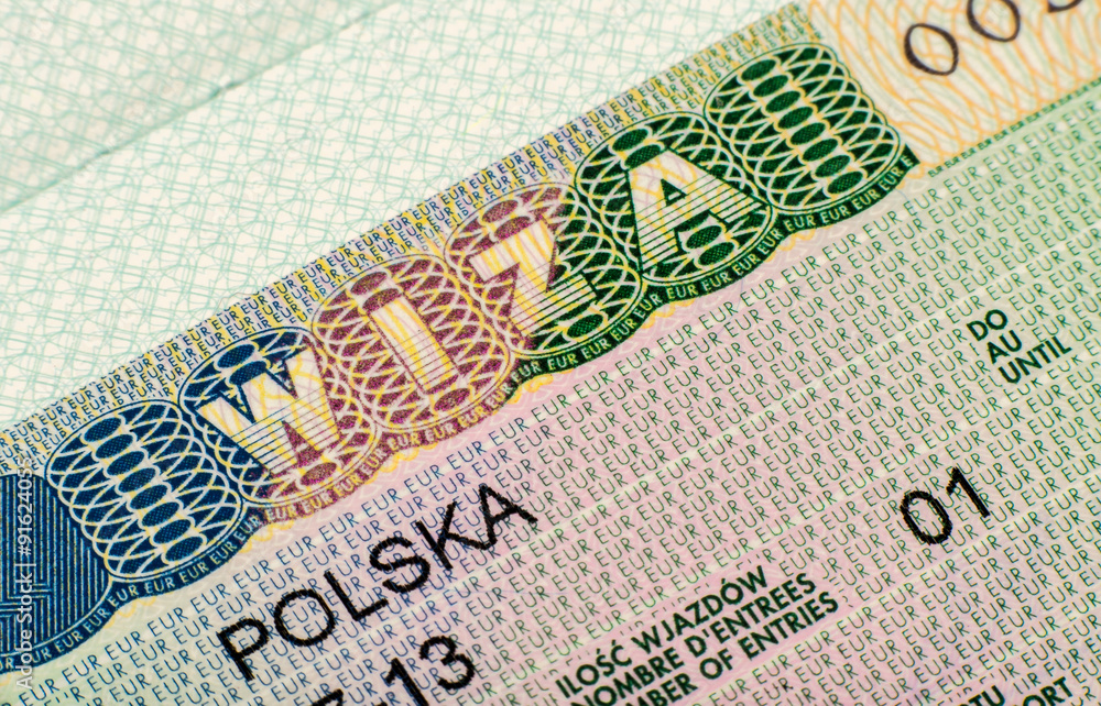 Obraz premium The page with Schengen Visa (polish version)