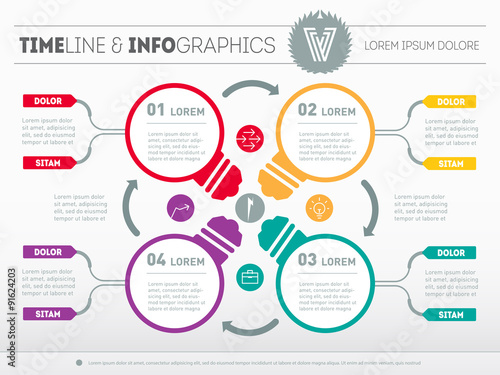 Web Template for circle diagram or presentation with stylized la