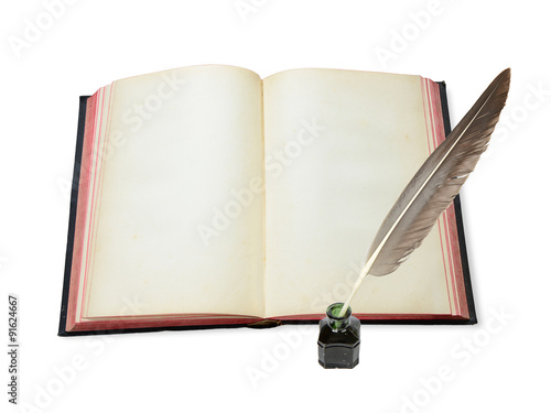 Open book  and feather in t...