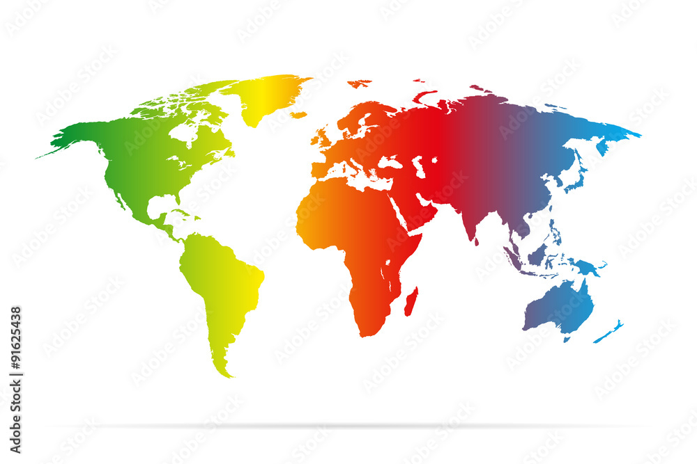 Color earth map with shadow colorful illustration