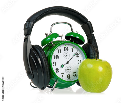 Clock with headphones