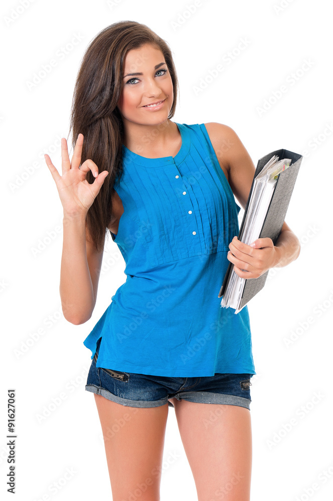 Fototapeta premium Girl with folders