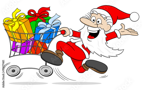 Weihnachtsmann bei den Wehinachtseinkäufen