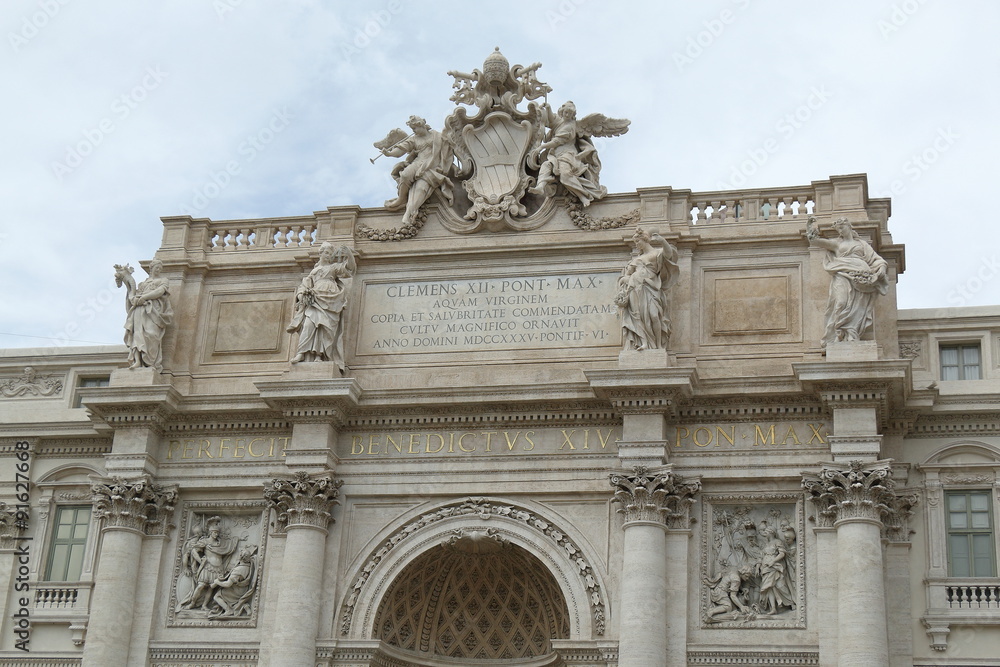 Architectural details of the facade Palazzo Poli in Rome