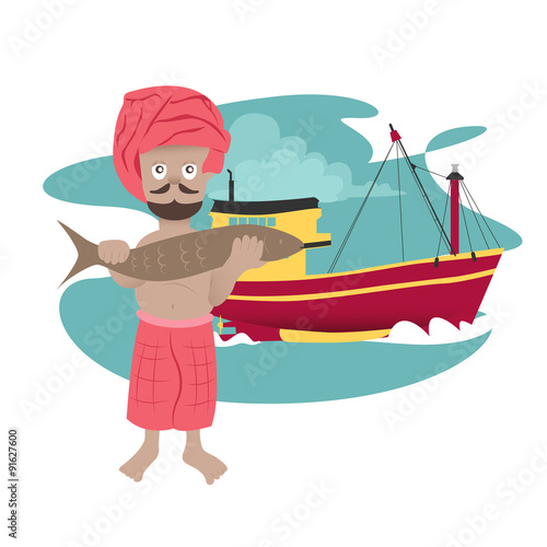 traditional fisherman in Asia