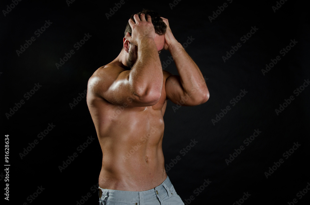Shirtless muscular man  