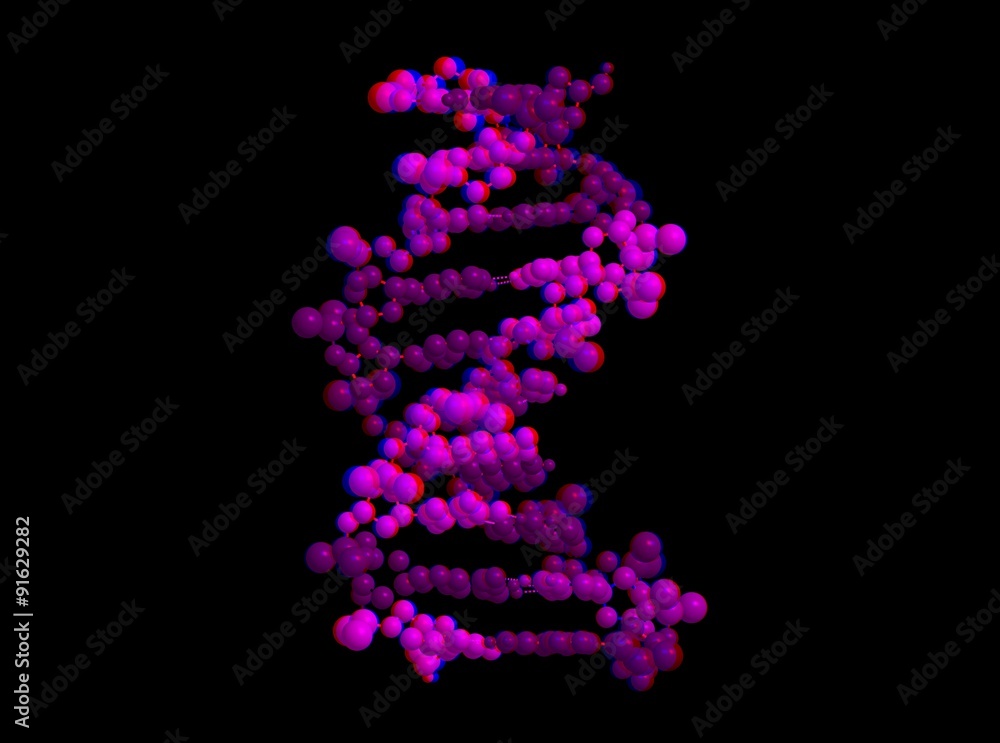 Molecular structure of double stranded DNA (helix) - for cyan 3D glasses