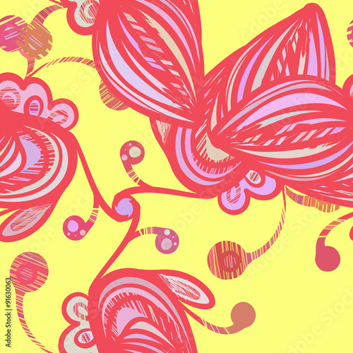 Colorful abstract seamless pattern with floral elements for desi