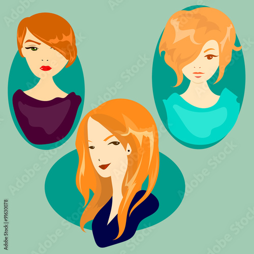 Set of redhead girls