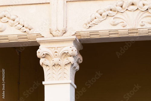 detail of column and ornaments in baroque style