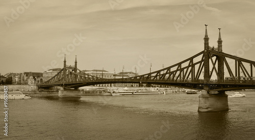View of Liberty bridge over the Danube river, Budapest