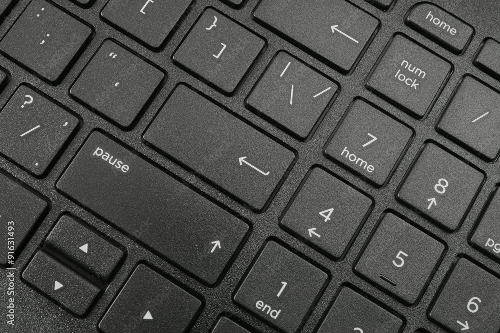 Laptop keyboard close up