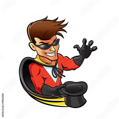 Superhero Magician cartoon with hat