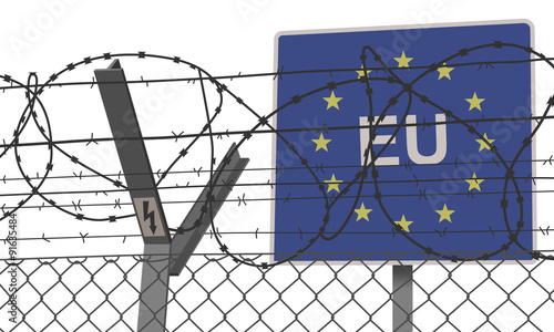 Grenzzaun mit Europa Schild - Vektor