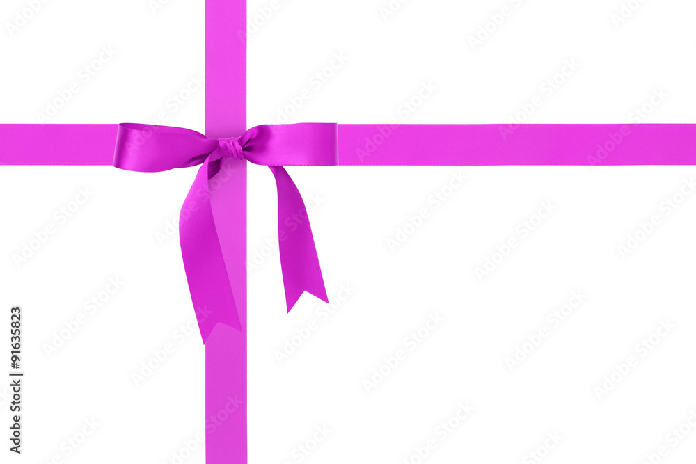 purple ribbon cross with bow with tails isolated on white purple ribbon cross with bow with tails isolated on white