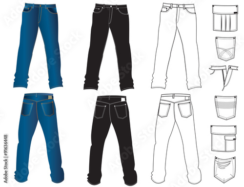 Jeans clothes on white.Vector
