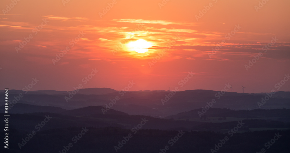 german rothaargebirge forest sundown german rothaargebirge forest sundown