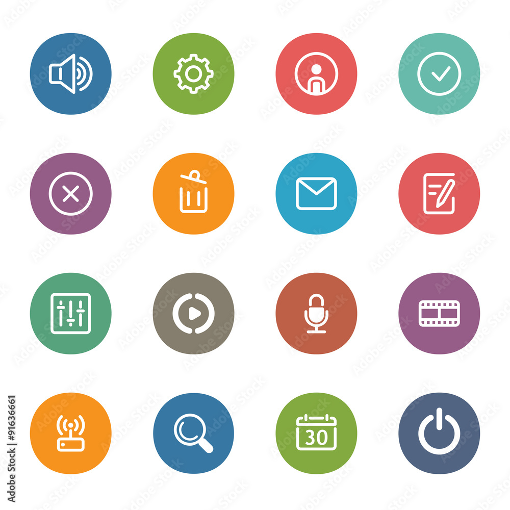 Flat Colored Icon Set Flat Colored Icon Set
