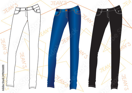 Jeans clothes on white.Vector