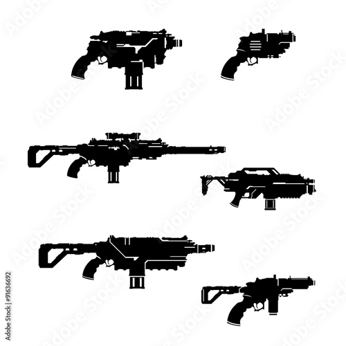 Hi-tech guns futuristic Illustration Icon - A vector illustration science futuristic weapons. 