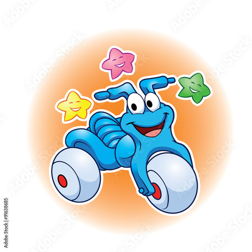 
Cute tricycle cartoon and stars
