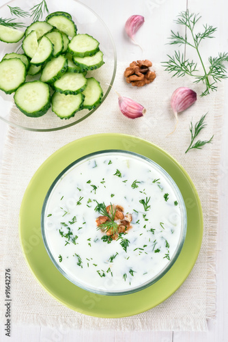 Cold soup with cucumber and yogurt