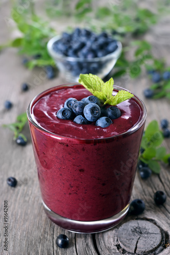 Delicious blackberry smoothie with mint
