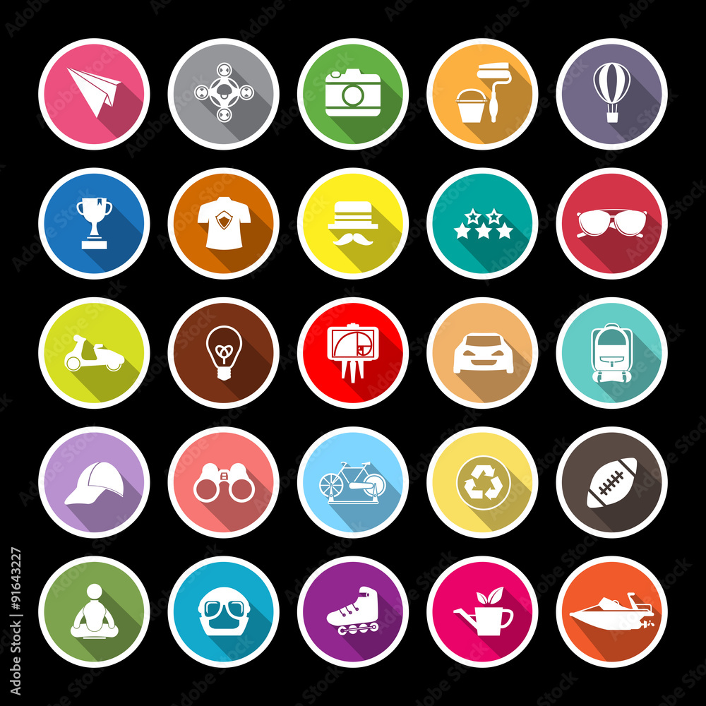 Hipster flat icons with long shadow Hipster flat icons with long shadow