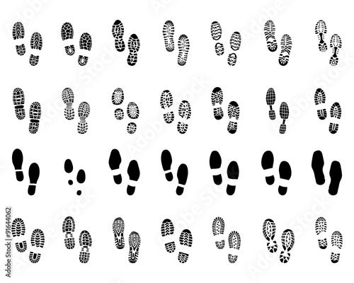 Black prints of shoes, vector Illustration