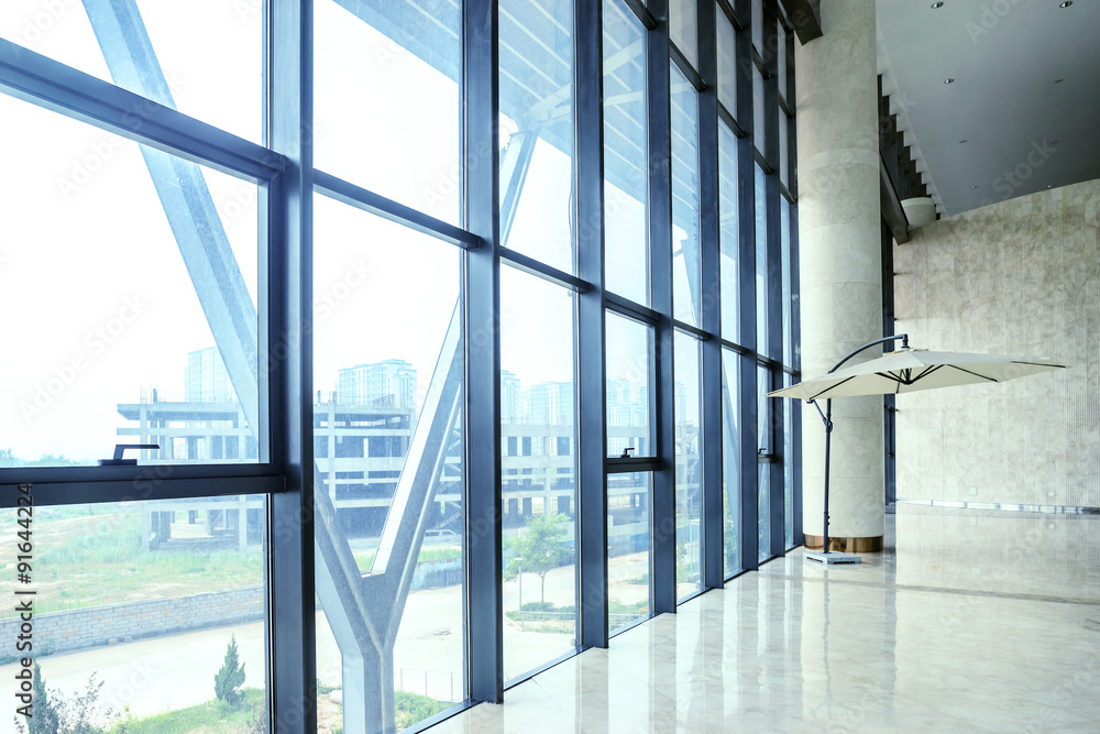 glass wall of interior space glass wall of interior space