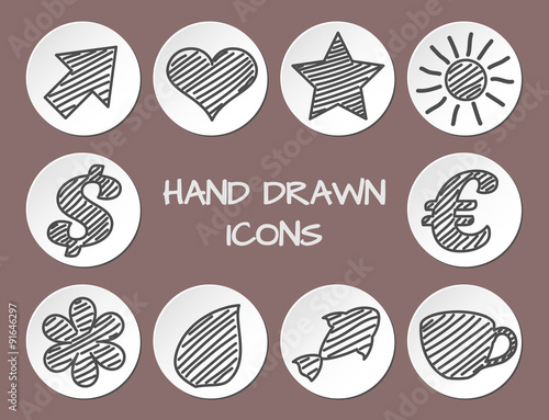 Wallpaper Mural Set of hand drawn icons Torontodigital.ca