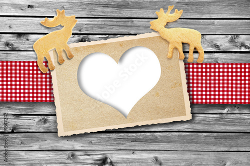 Weihnachtskarte mit Herz und Karoband