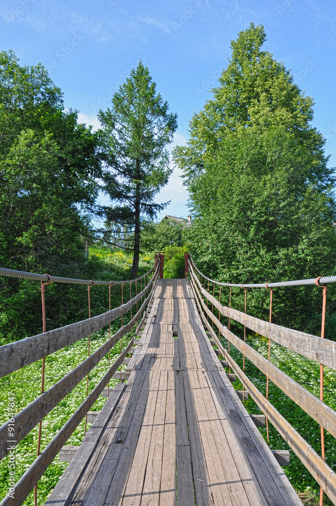 Wooden bridge among nature