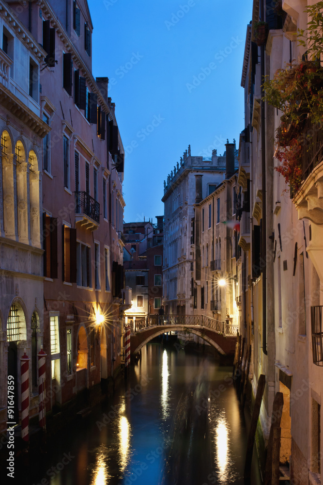 Canal in Venice at the evening