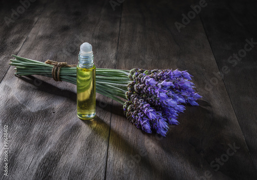Fototapeta Naklejka Na Ścianę i Meble -  lavender flowers and essential oil