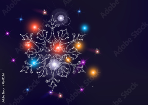 Happy new year christmas snowflake greeting card