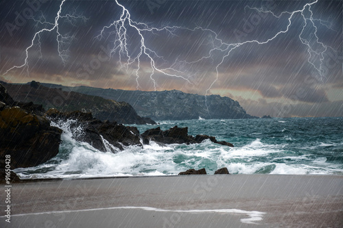 Quadro su tela Orage en bord de mer