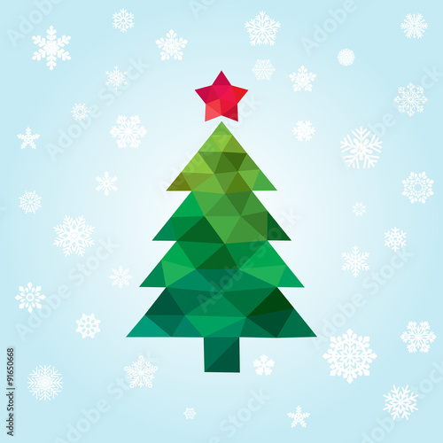 vector geometric new year tree