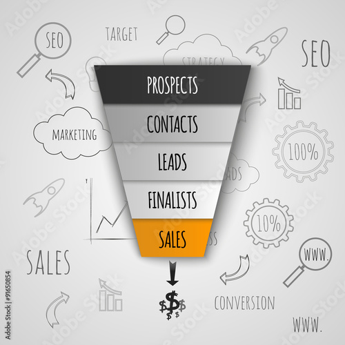 Sales Funnel Infographic. Vector illustration