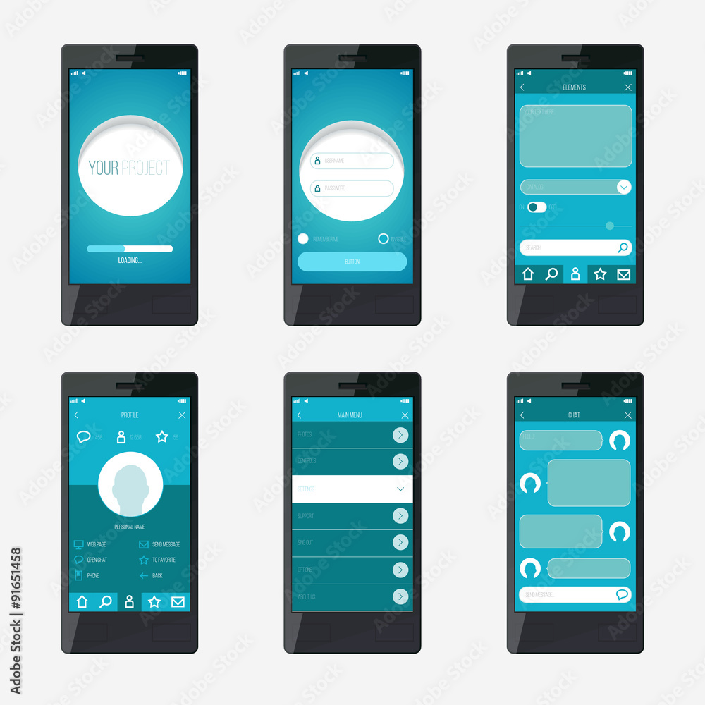 Template mobile application interface design. Template mobile application interface design.