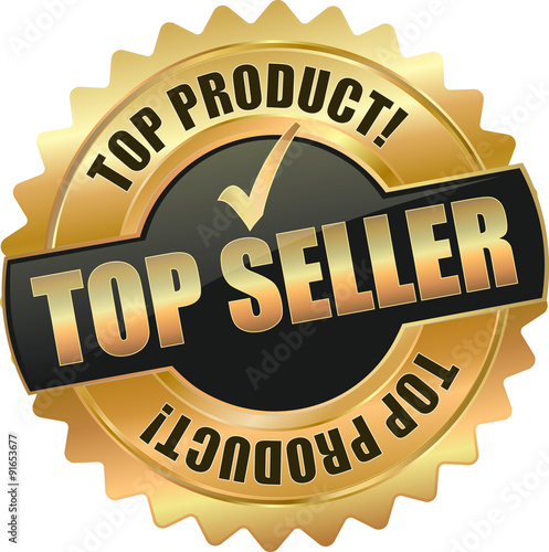 golden shiny vintage top seller *3D vector icon seal sign
