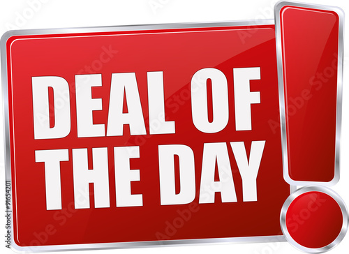 modern red glossy deal of the day 3D vector icon