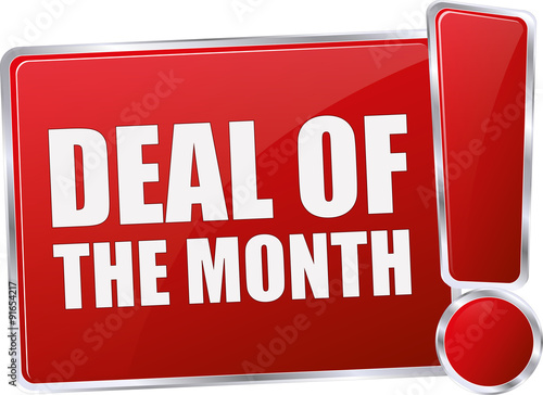 modern red glossy deal of the month 3D vector icon