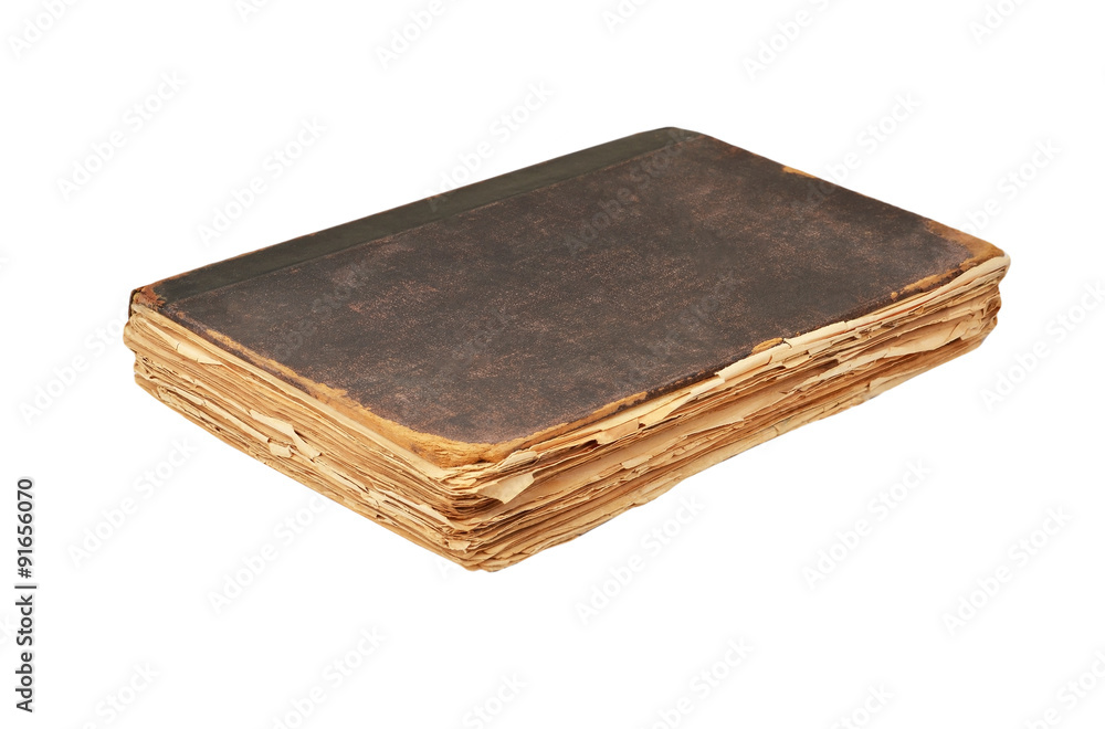 Dirty antique book, isolated on white background Dirty antique book, isolated on white background