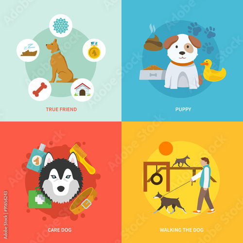 Dog Icons Flat Set