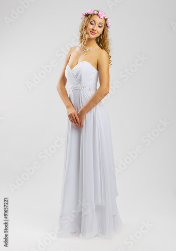 Young woman in wedding dress