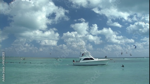 Profile of sportfishing boat returning to keys