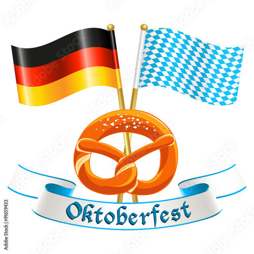 Oktoberfest celebration design with silk banner, german national