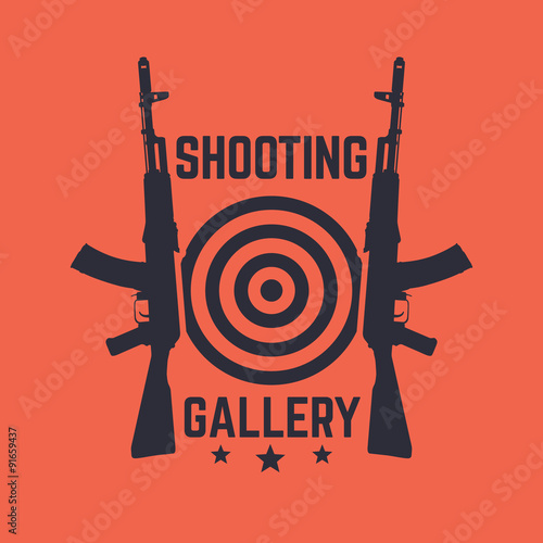 Shooting Gallery logo, emblem with assault rifle